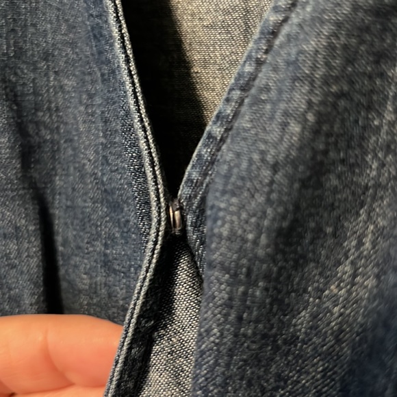 NWT J.Crew Factory Chambray Ruffle Faux-Wrap Dress - Picture 5 of 6